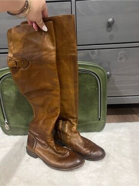 Frye Saddle Brown Over the Knee Shirley Leather Boots